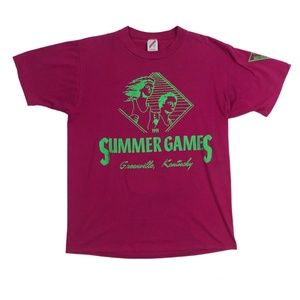 Vintage 90s Greenville, Kentucky 1991 Summer Games Neon Vaporwave T-Shirt S/M